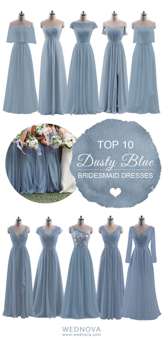 Smoke Blue Bridesmaid Dresses