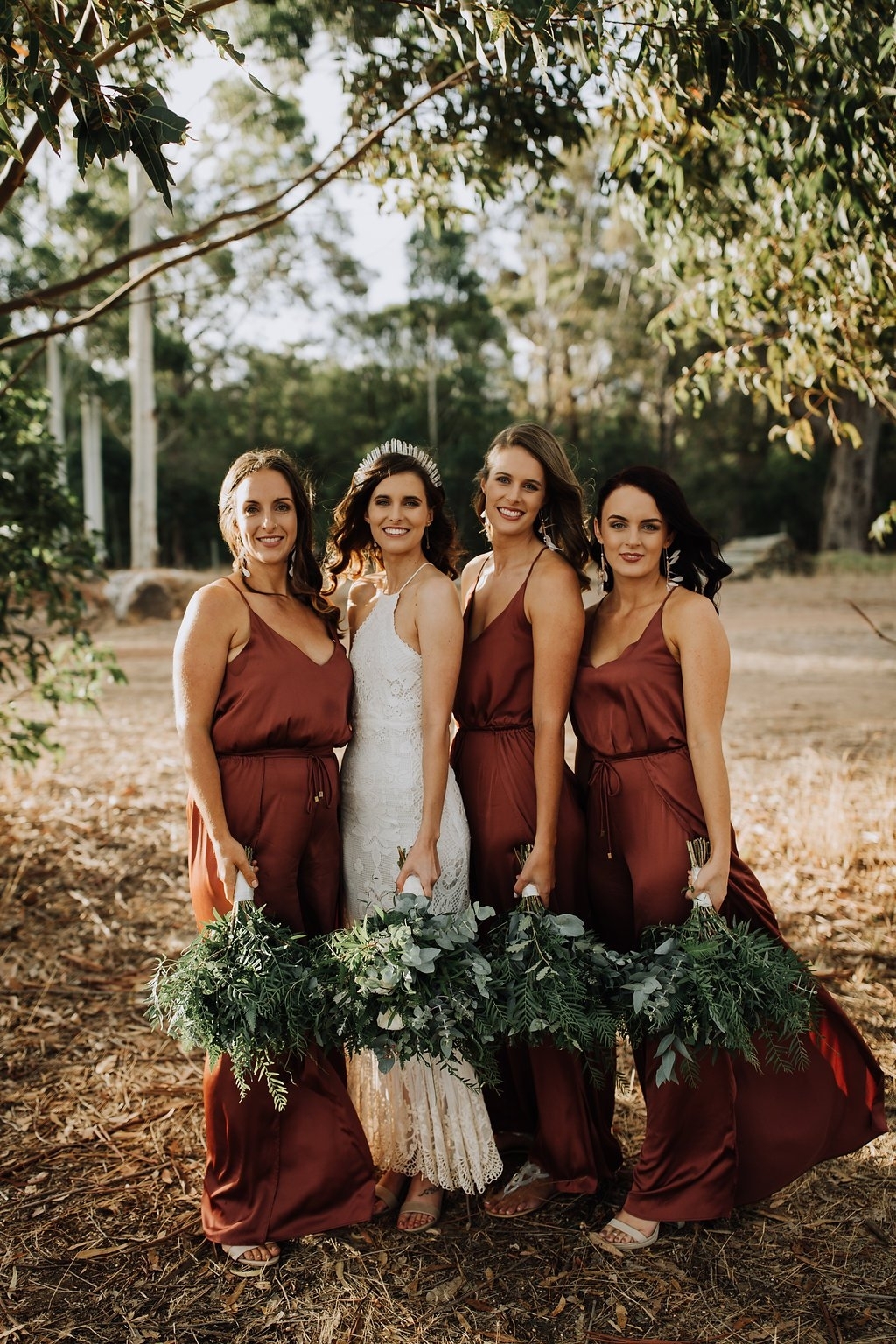 rust burnt orange bridesmaid dress