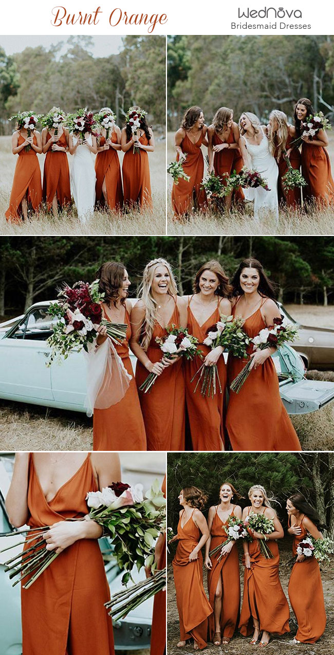 copper orange bridesmaid dresses