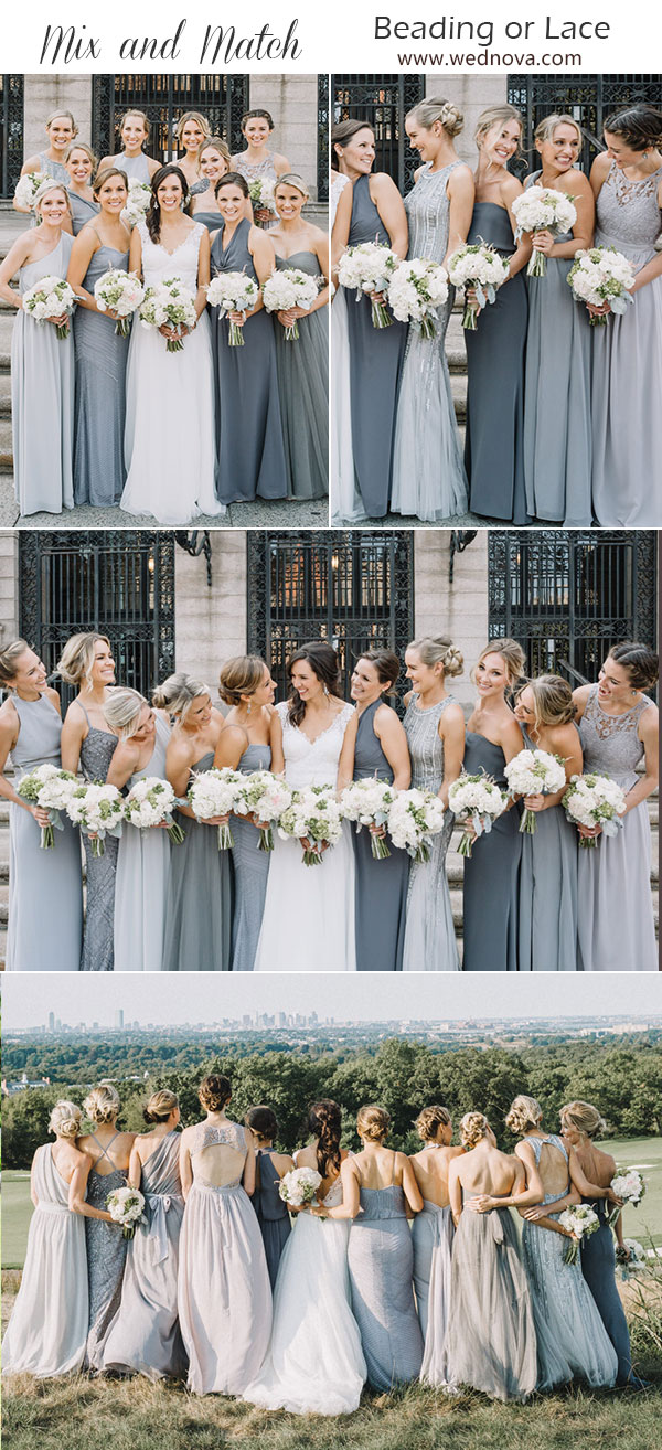 mix and match blue bridesmaid dresses