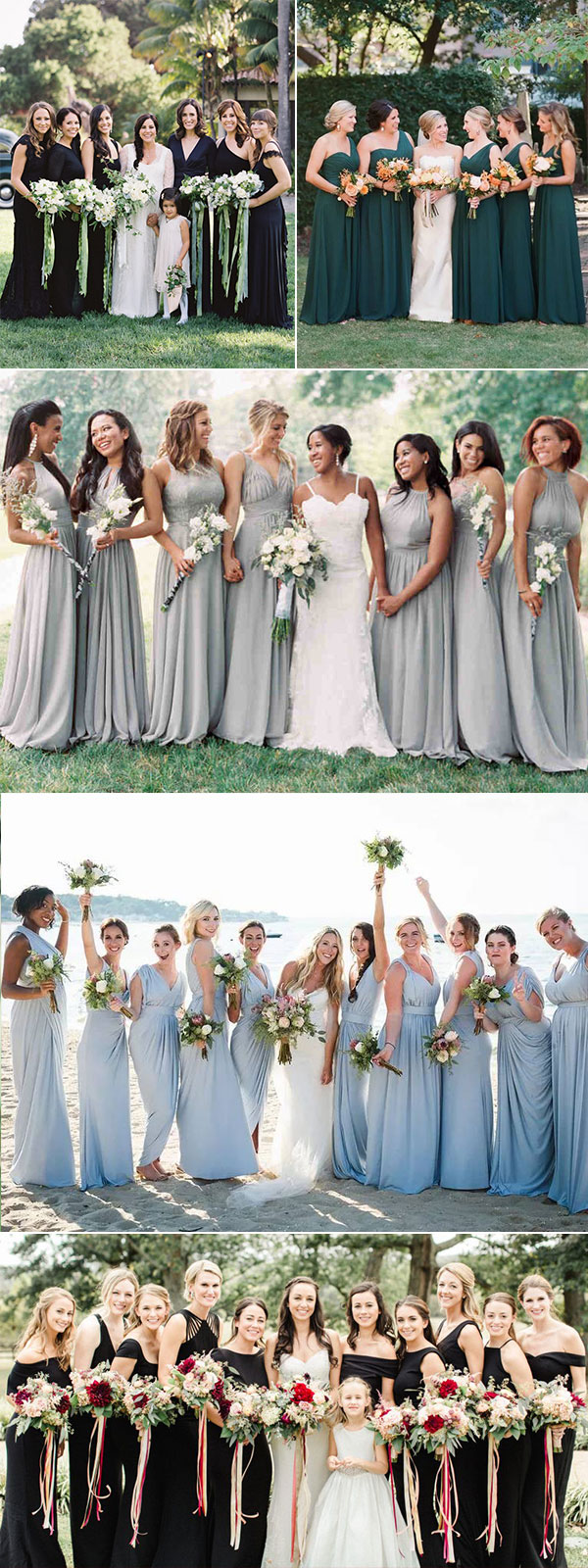 mix and match blue bridesmaid dresses