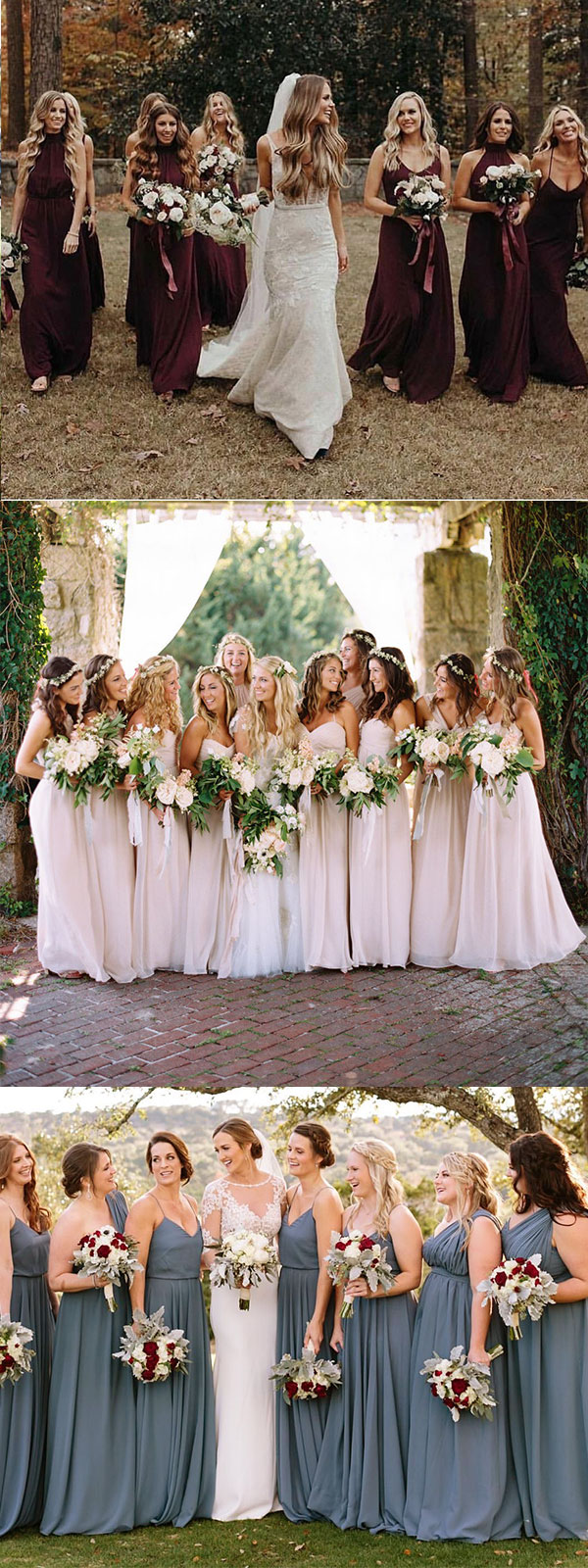 maroon color bridesmaid dresses