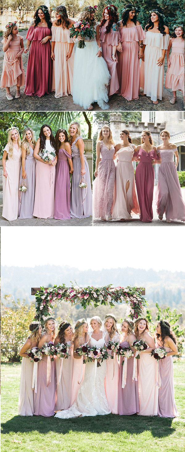 blush bridesmaid gowns