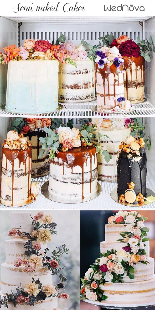 Semi naked wedding cake with fresh flowers for Liz and Si 