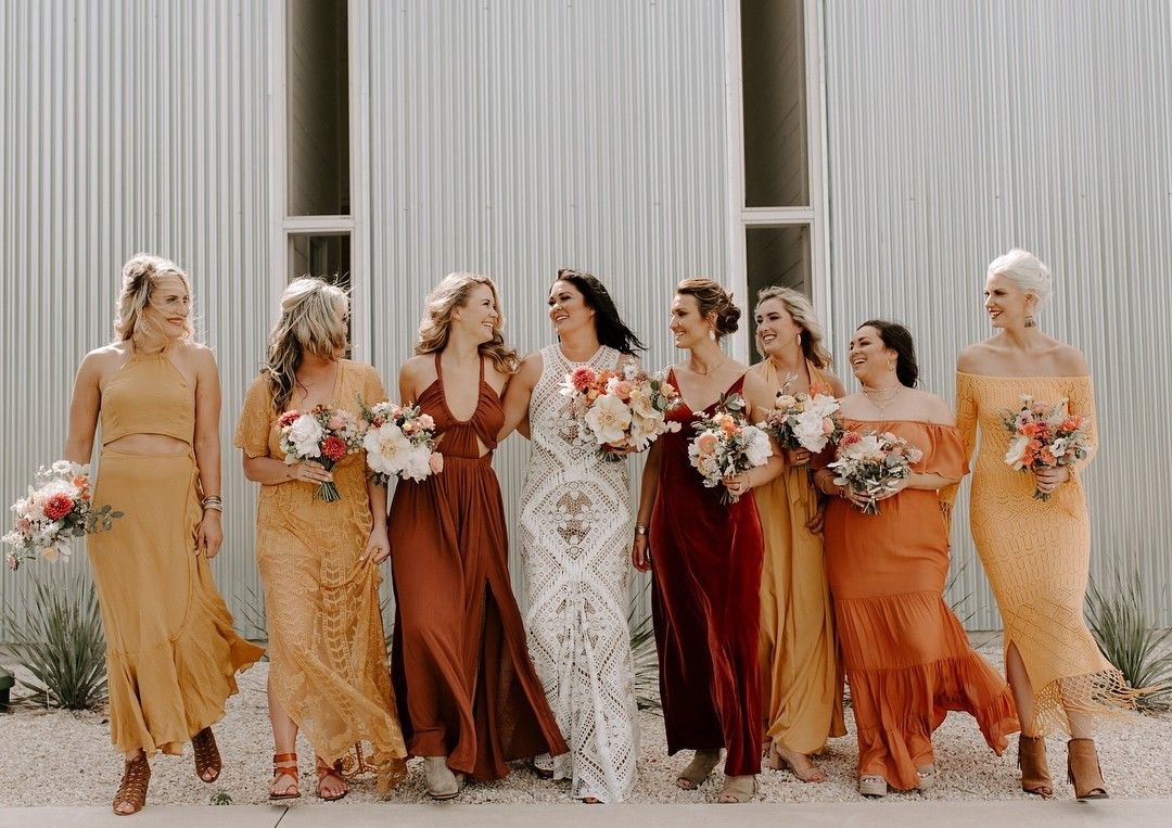 copper orange bridesmaid dresses