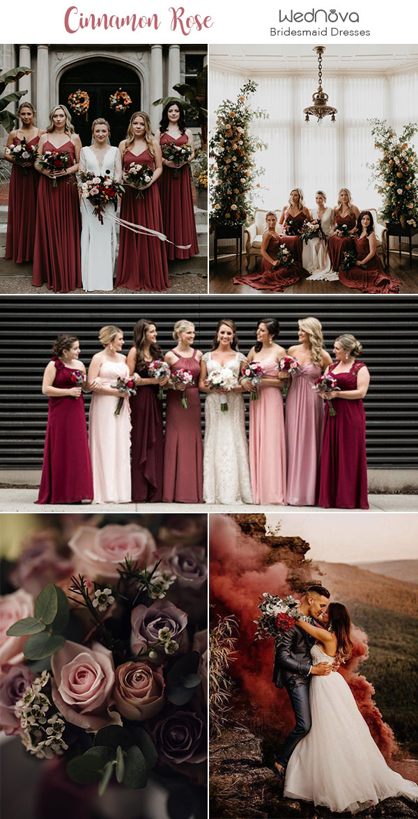 10 Trendy & Romantic Cinnamon Rose Bridesmaid Dresses and Wedding Ideas ...