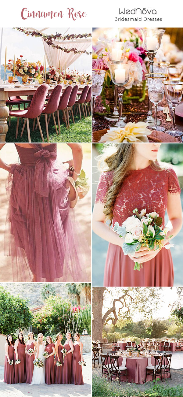 10 Trendy & Romantic Cinnamon Rose Bridesmaid Dresses and Wedding Ideas ...