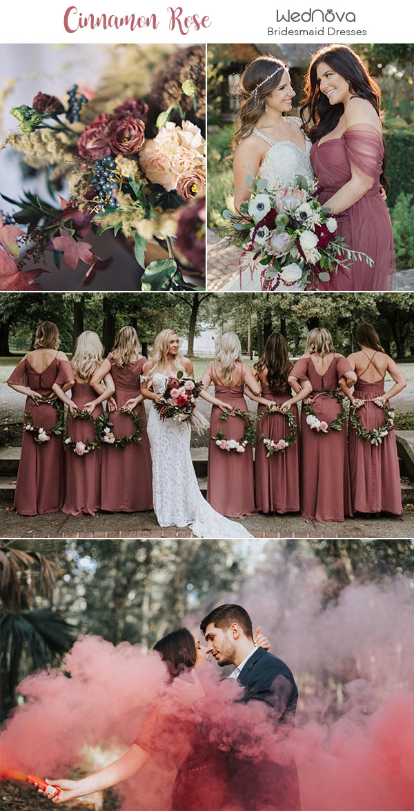 10 Trendy & Romantic Cinnamon Rose Bridesmaid Dresses and Wedding Ideas ...