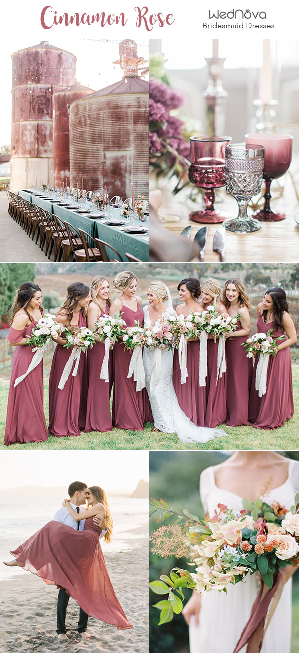 10 Trendy & Romantic Cinnamon Rose Bridesmaid Dresses and Wedding Ideas ...