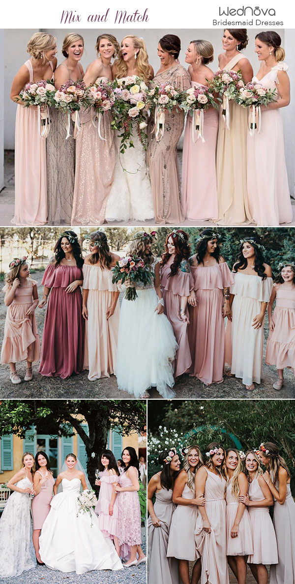 14 Mismatched Bridesmaid Dresses Color Palettes from Real