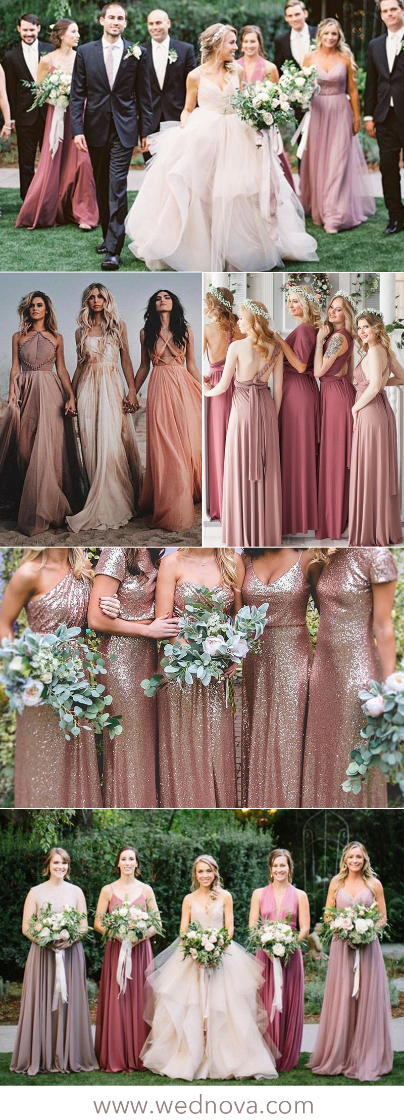 long dusty rose bridesmaid dresses