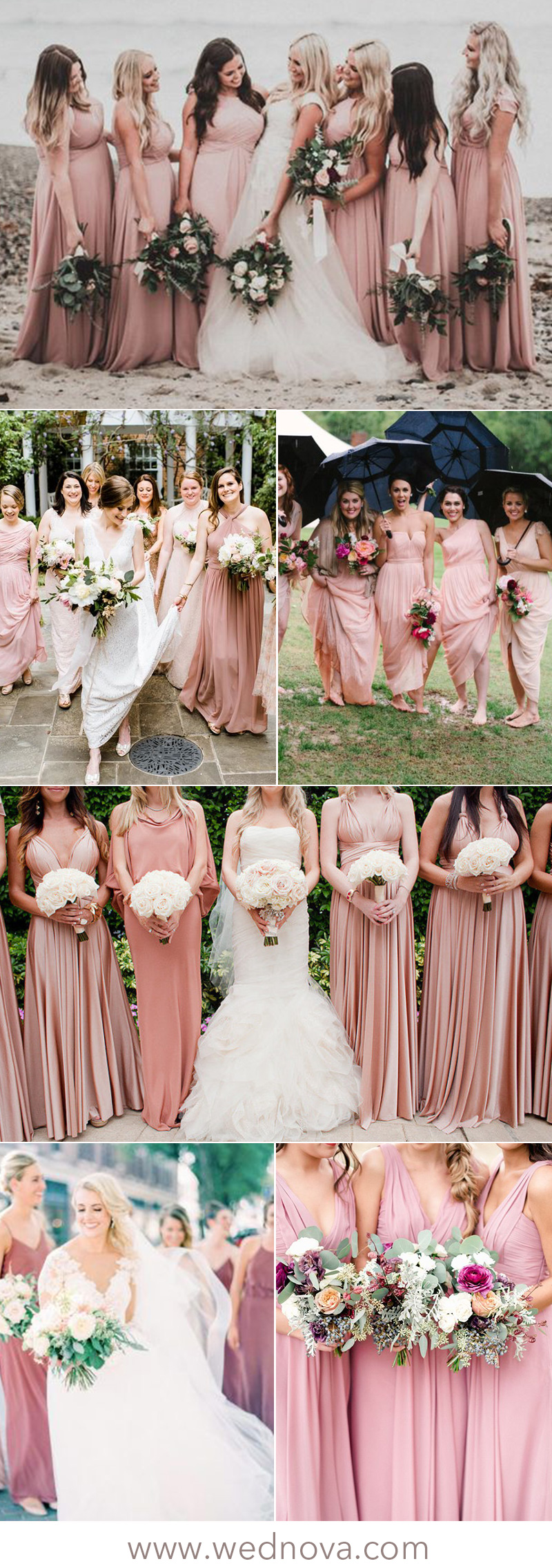 long dusty rose bridesmaid dresses