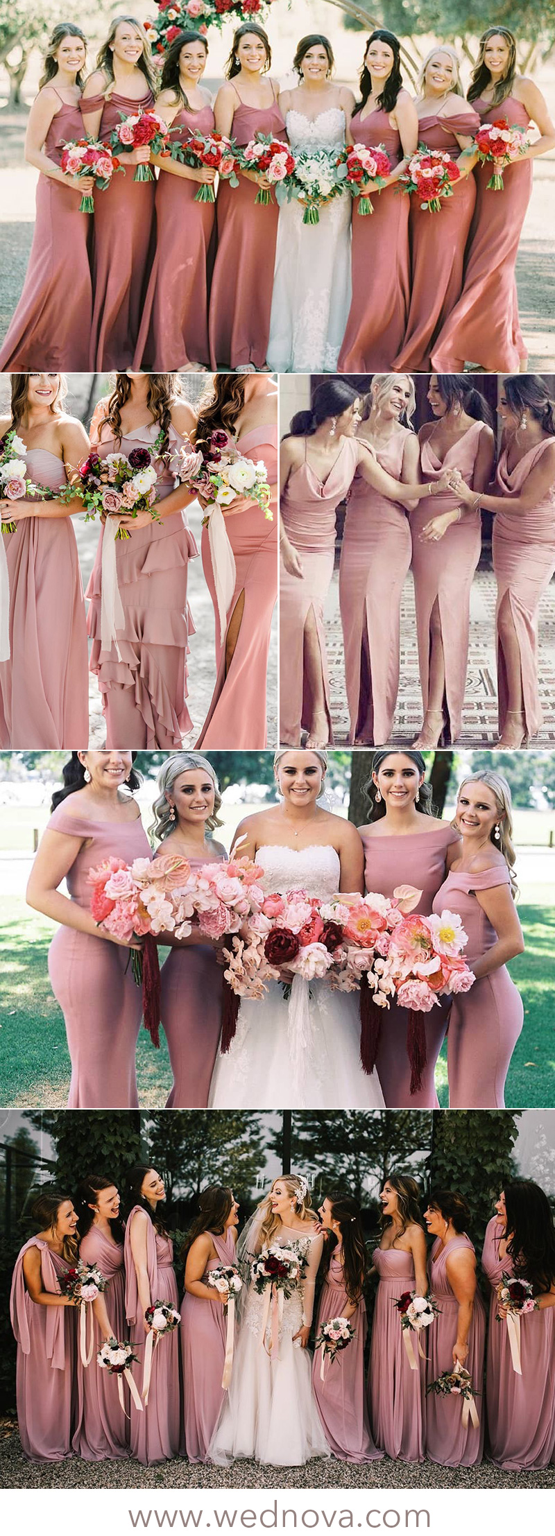 rose pink dresses for bridesmaids