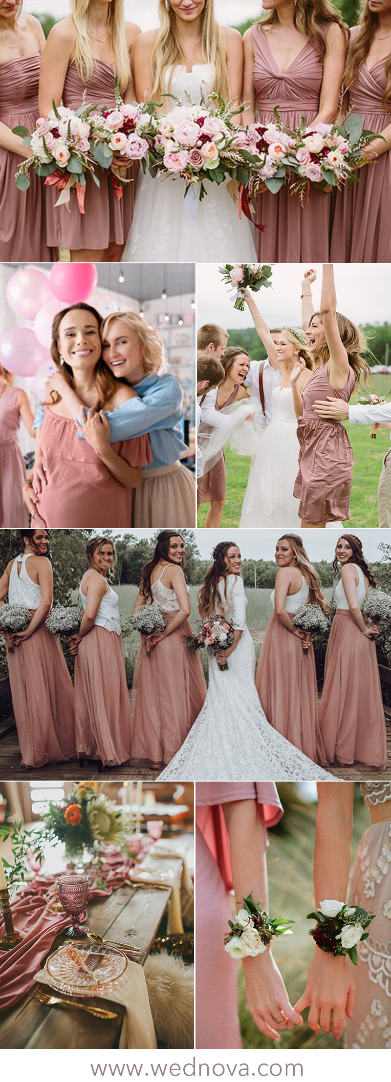 rose pink dresses for bridesmaids