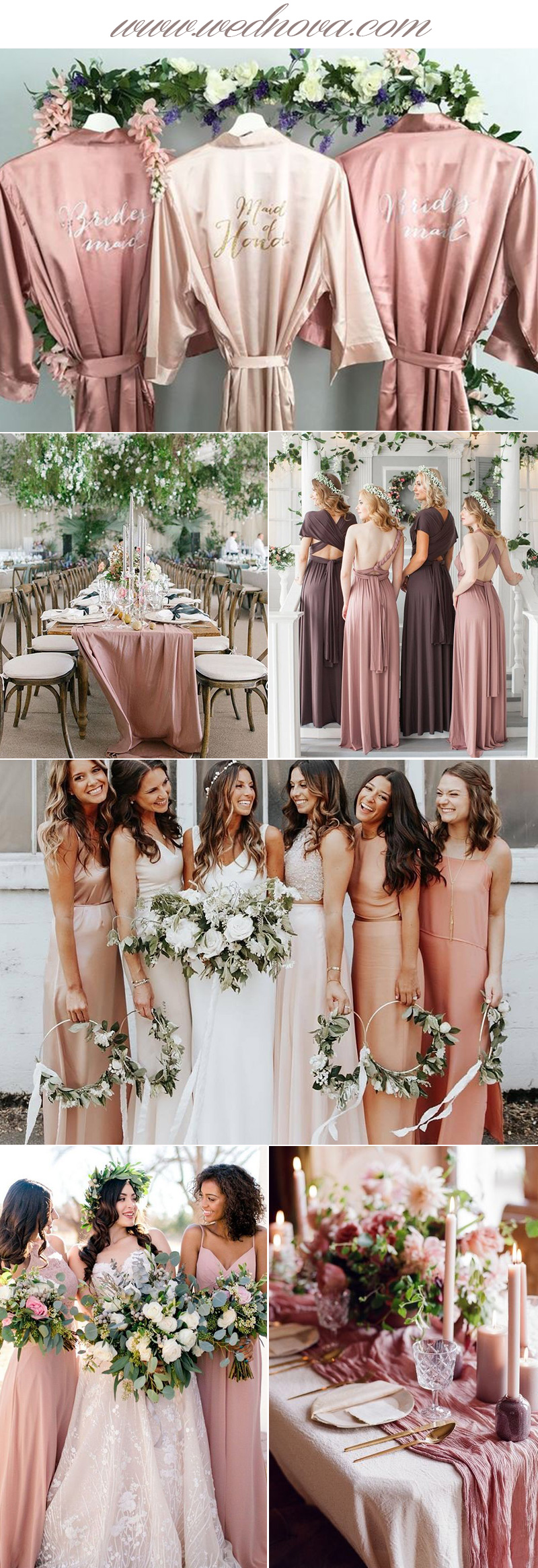 dusty rose satin bridesmaid dresses