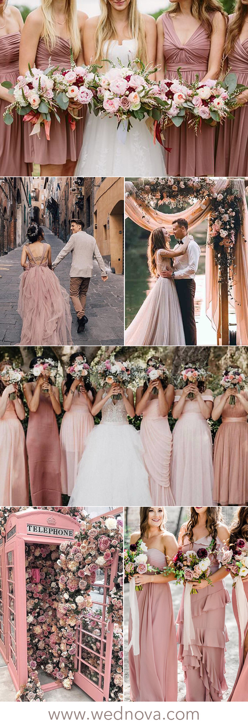 long dusty rose bridesmaid dresses