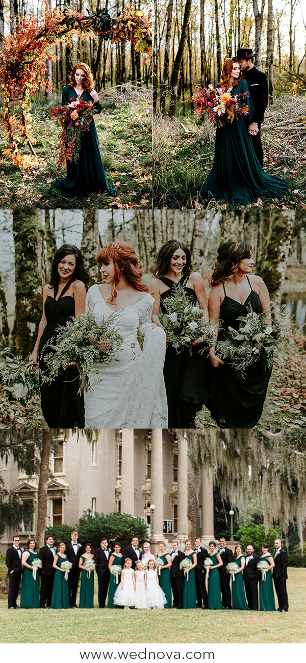 peacock color bridesmaid dresses