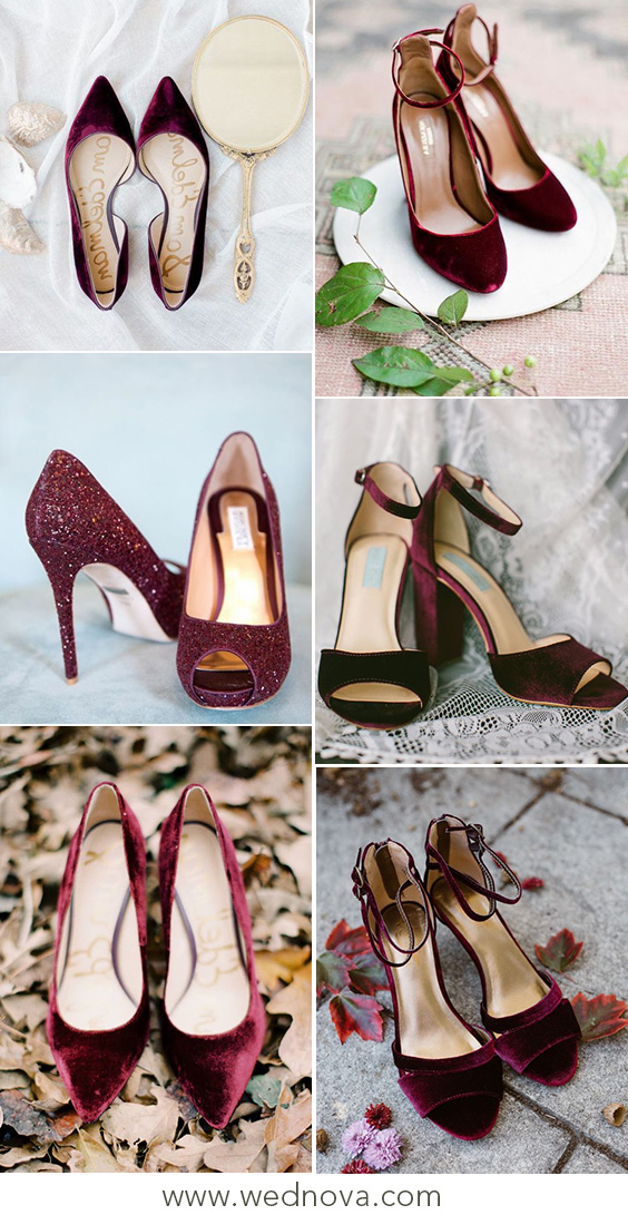 burgundy bridesmaid shoes