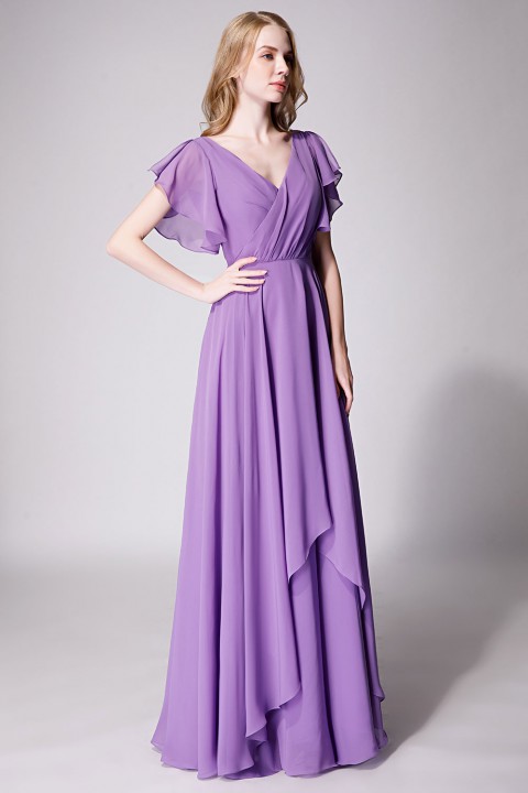 flutter sleeve long dress