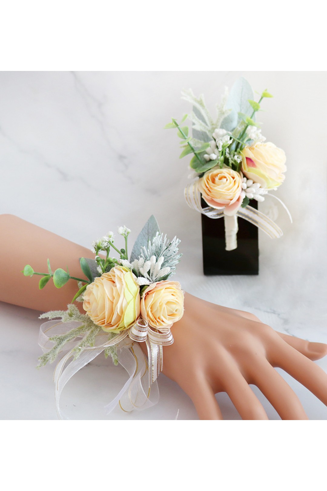Details about   Artificial Tea Flower Bouquet Wedding Party Boutonniere Men Women Corsage 