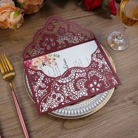 Laser Cut Hollow Out Customized Wedding Invitation