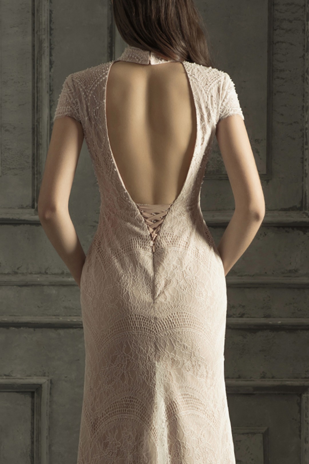 Corset Open Back Beaded Two in One Lace Wedding Dress with Detachable ...