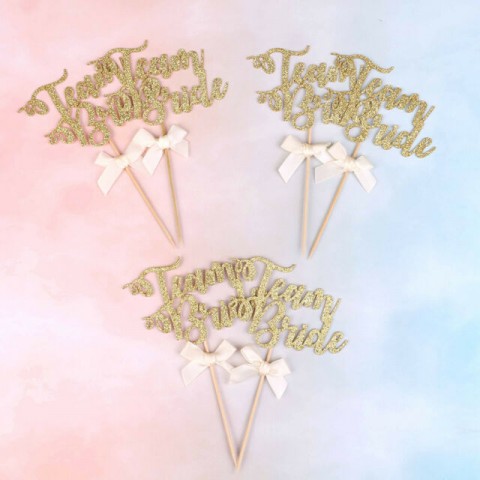 Team Bride Cake Toppers Bachelorette Party Props - 6 Pack