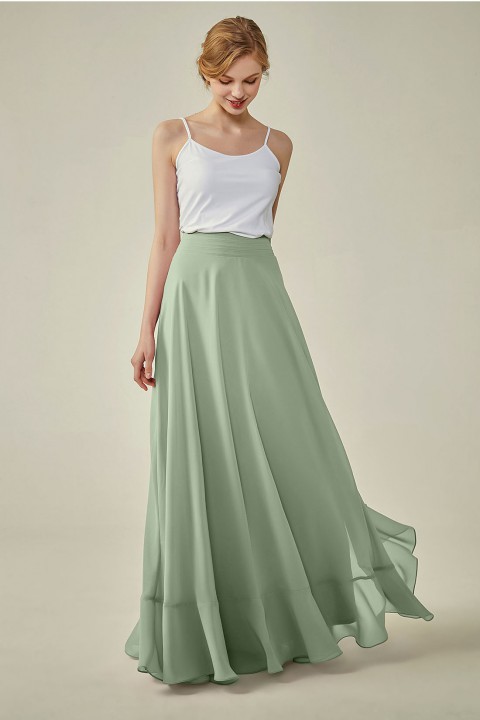Sage green chiffon maxi skirt on sale