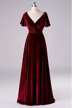 long sleeve velvet bridesmaid dresses