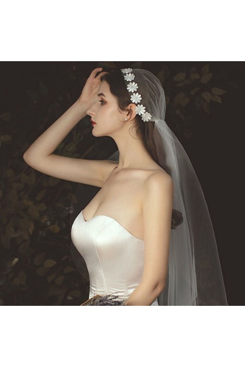 Flower Lace One-Tier Vintage Wedding Veil