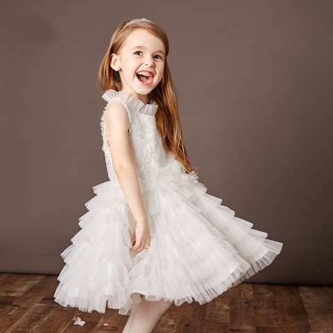 White flower girl dress tulle skirt sale