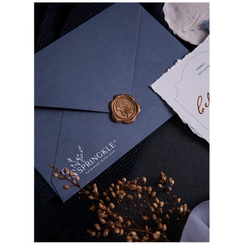 Leaf Printed Letterpress Wax Seal Customized Wedding Invitation