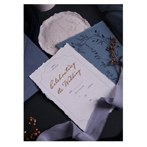 Leaf Printed Letterpress Wax Seal Customized Wedding Invitation