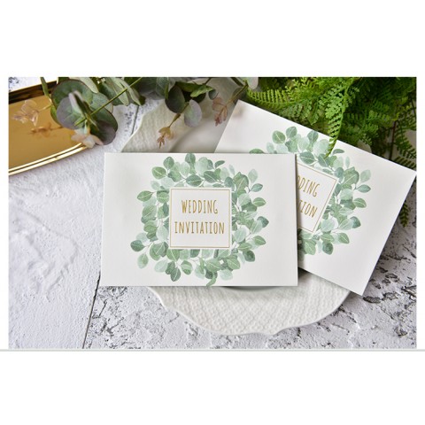 Rustic Greenery Leaf Printed Customized Wedding Invitation