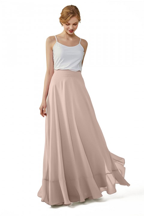Long Chiffon Bridesmaid Skirt with Slit