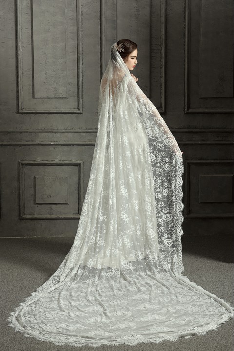 Flower Lace Eyelash Long Vintage Wedding Veil