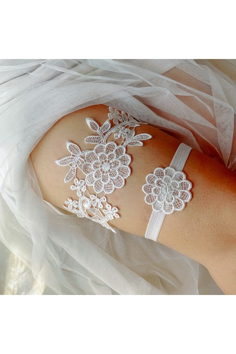 Floral Lace Elastic Bridal Garter Set