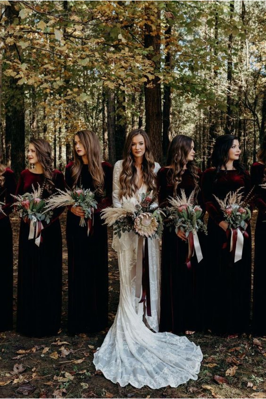 long velvet bridesmaid dress