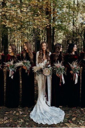 velvet bridesmaid gowns