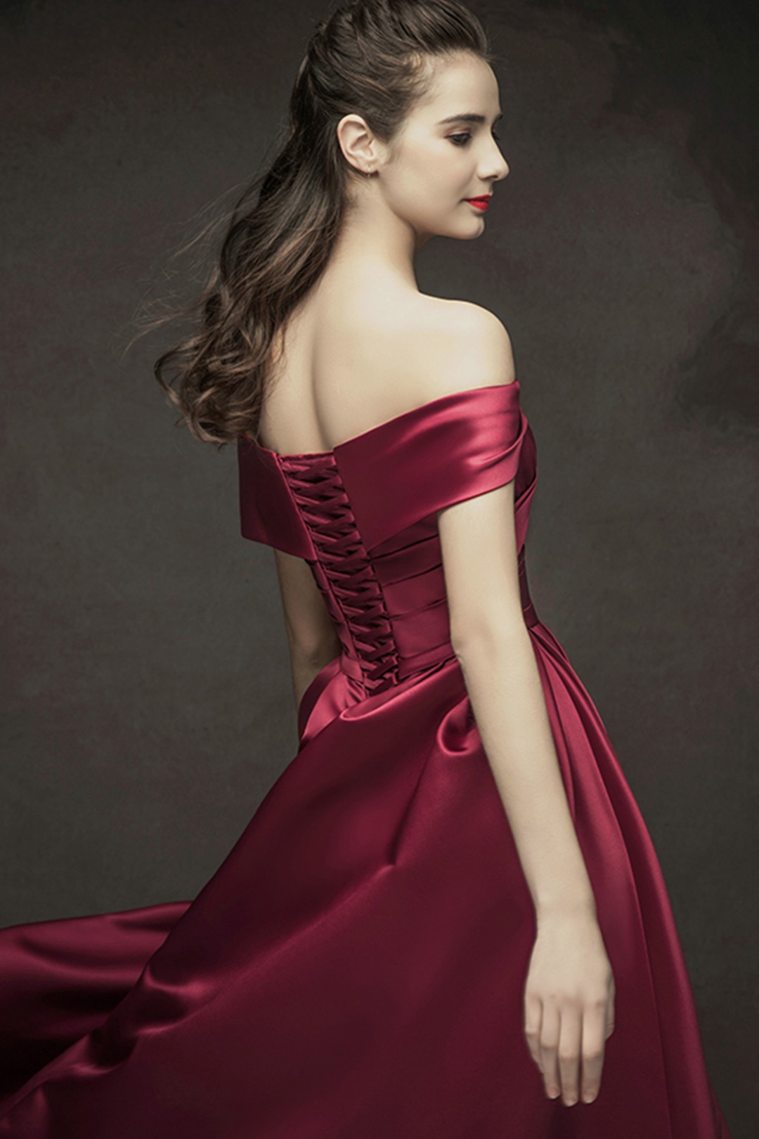 off shoulder corset gown