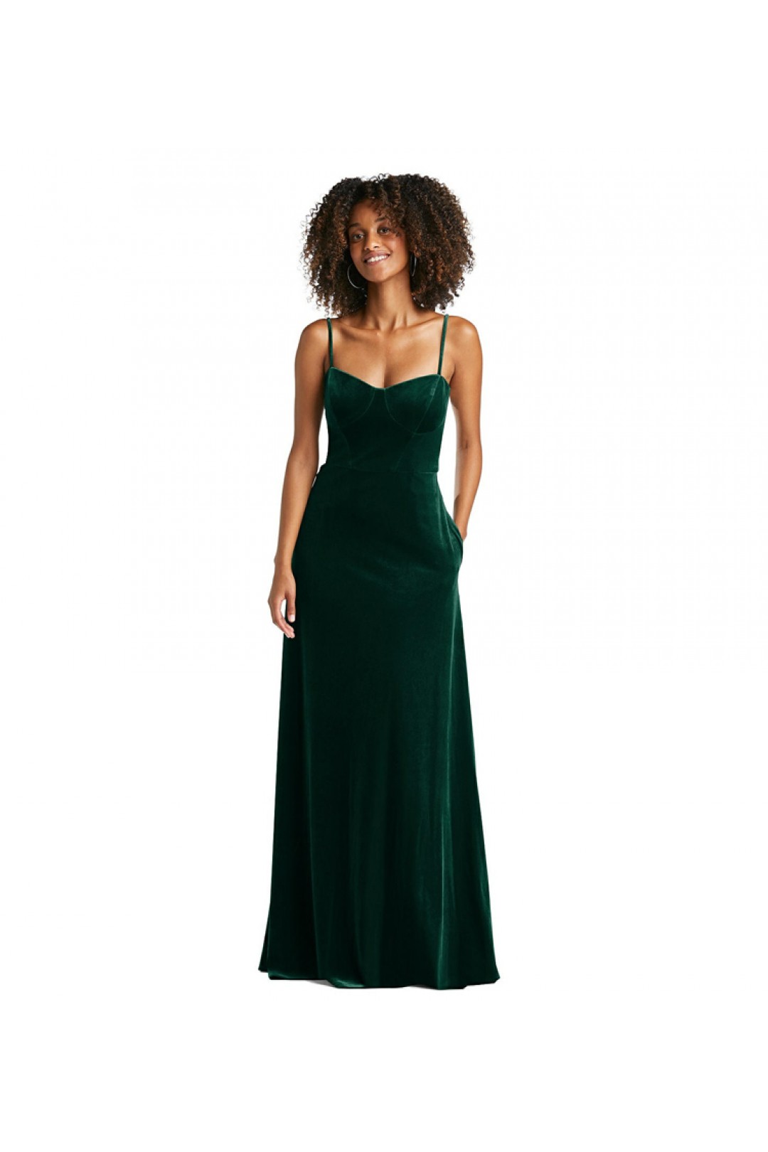 dark green spaghetti strap dress
