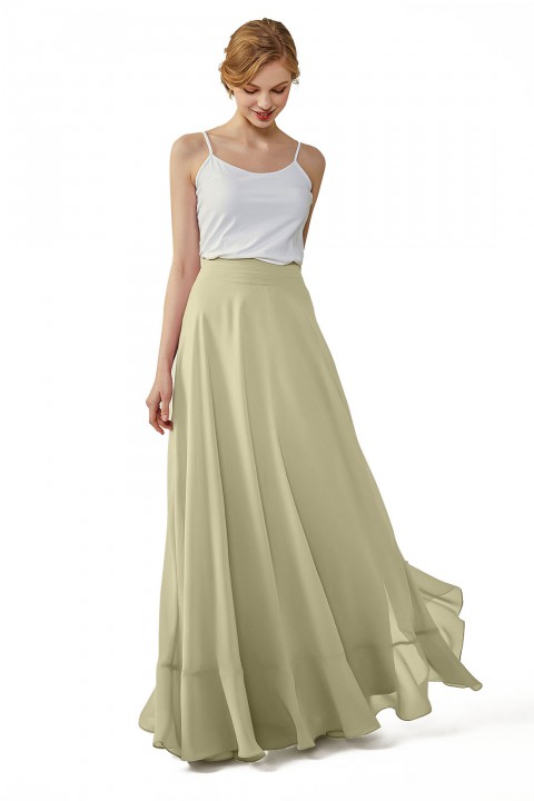 Long Chiffon Bridesmaid Skirt with Slit