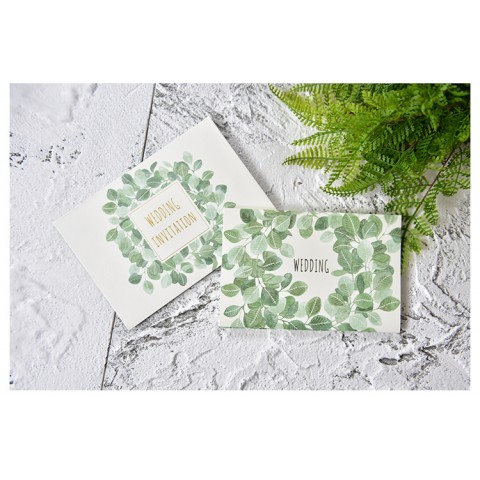 Rustic Greenery Leaf Printed Customized Wedding Invitation