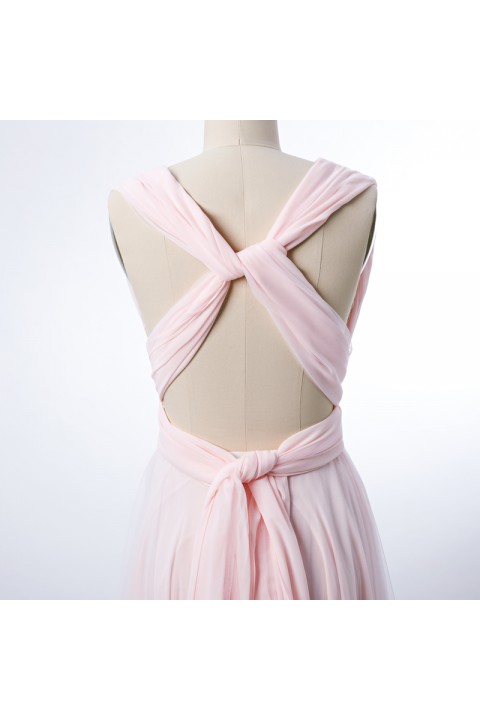 Clearance | Multi-Wear Open Back Tulle Bridesmaid Dress Long
