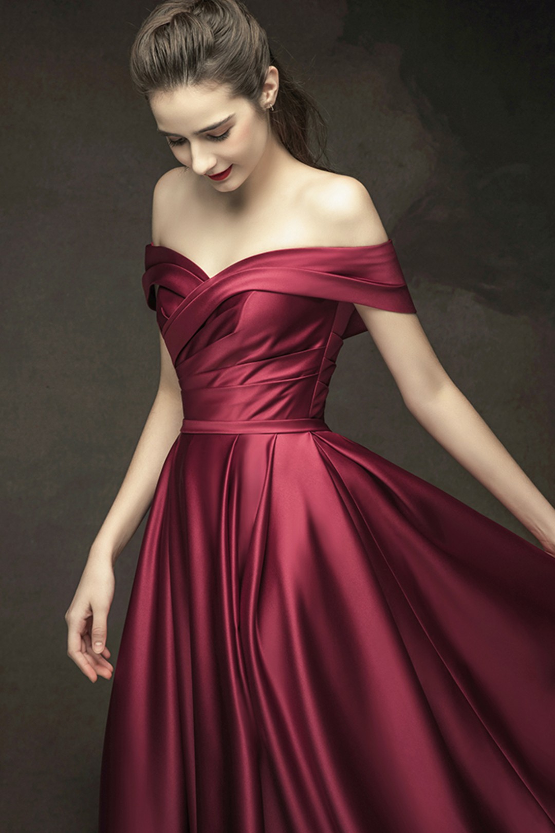 off shoulder corset gown